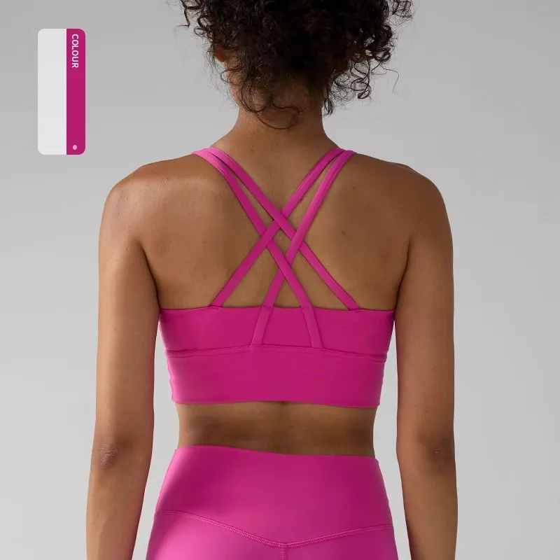 Solid Color Women Women Fitness Yoga Bras Race Back Sports Bras Nylon Top Women Bra Sexy Breathable Underwear For Women Gym