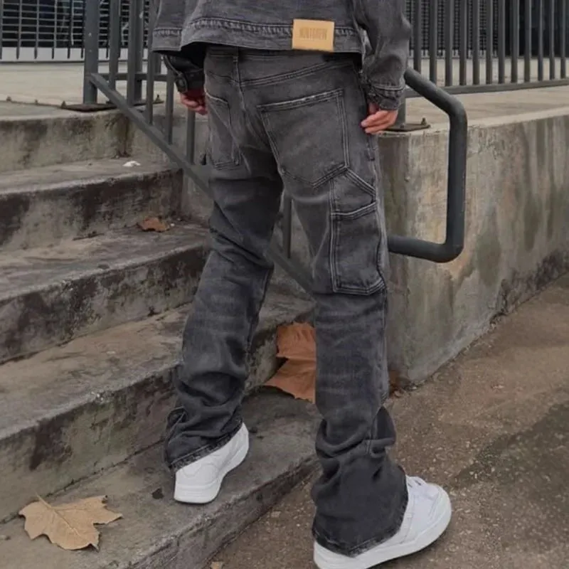 2026 European American Style Large Size Men Cargo Jeans Casual Denim Pantalon Loose Sexy Stretch Streetwear Trousers