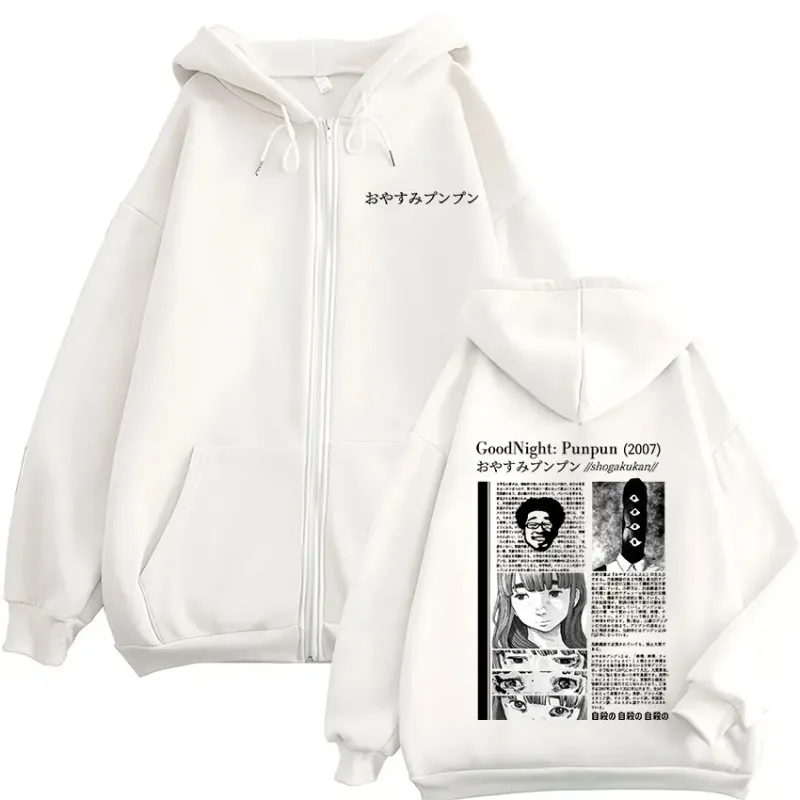Oyasumi Goodnight Punpun Aiko Tanaka Manga Zipper Hoodies Men Women Clothing Fashion Oversized Zip Up Hooded Sweatshirts Jackets