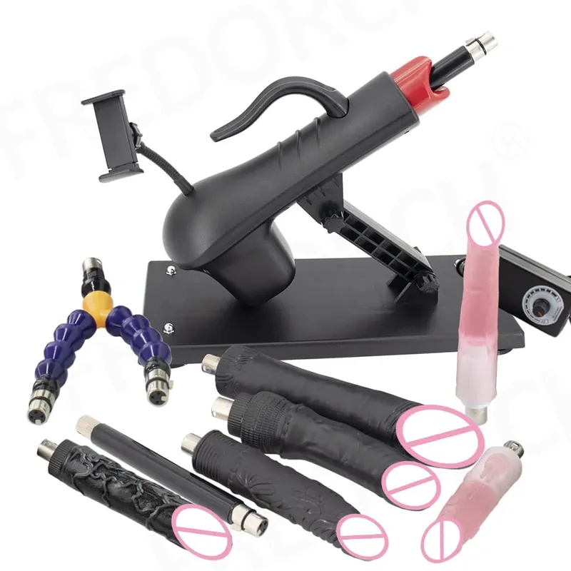 Fredorch Automatic Retractable Sex Pumping Gun Machine with Dildo For Male and Female Masturbation Sex Toy 450 Stroke per minute