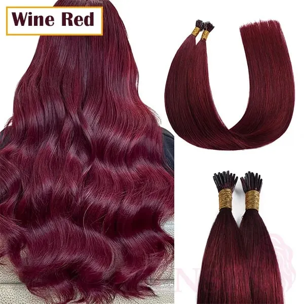 I Tip Color Hair Extensions 0.5g/Strand Remy Fusion 100% Human Hair Keratin Capsule Purple Blue Pink For Women