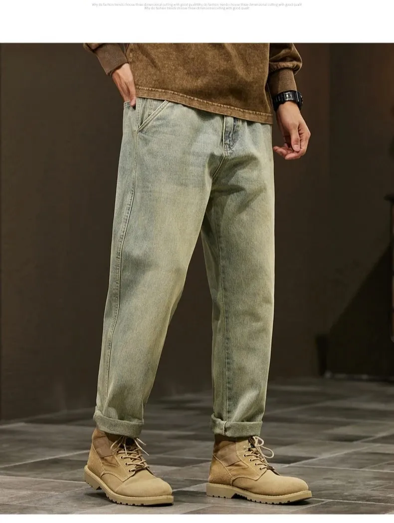 Men's 95% Cotton Jeans High Quality Loose Harem Pants Fashion Baggy Casual Outdoor Work Denim Pants Brand Men's Clothing
