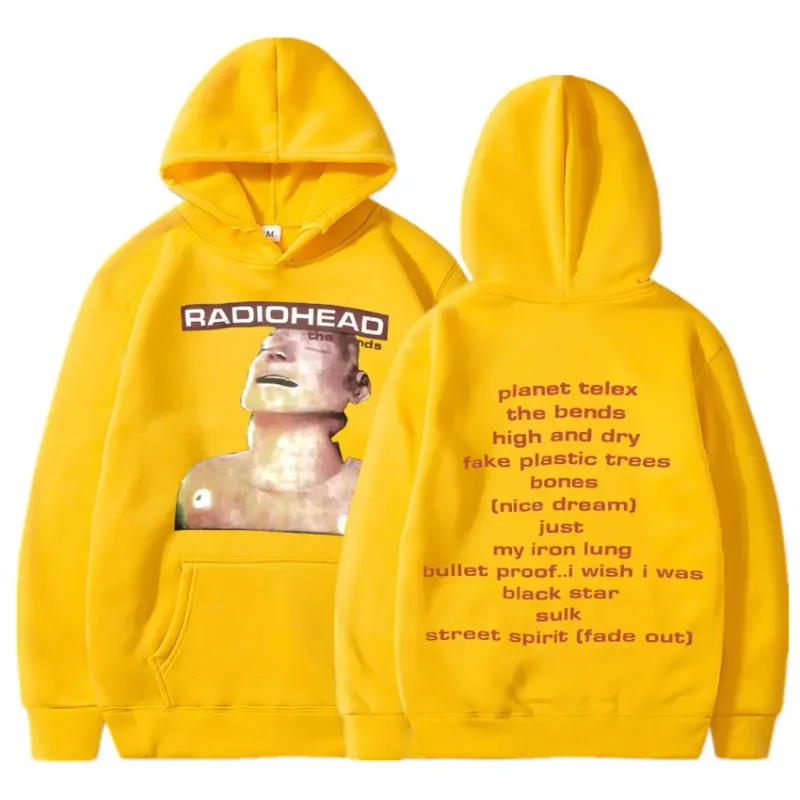 Vintage Rock Grubu Radiohead Kapüşonlu Üst Hip Hop Her Şey Müzik Albümü Baskı Kazak Harajuku Sokak Boyu Kapüşonlular Gençler