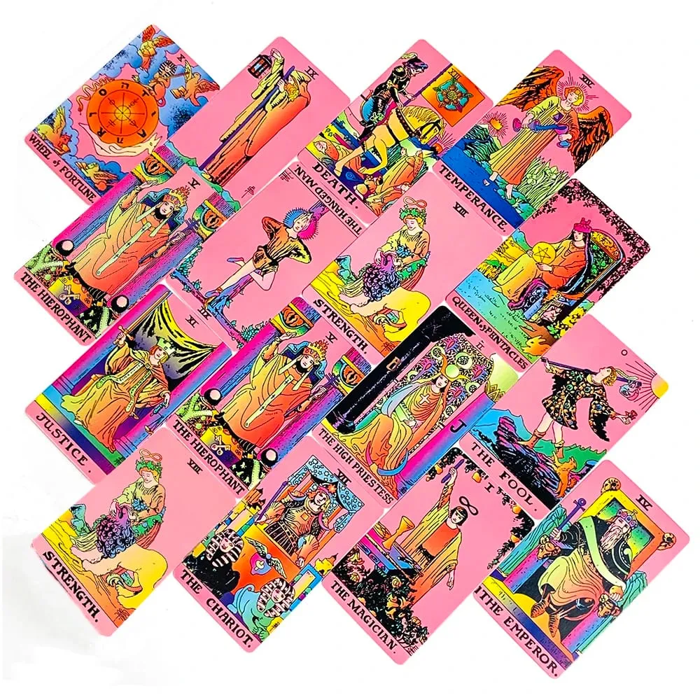 Pink Tarot Decks 78pcs Tarot Card Prediction Divination Tarot Deck English Version Oracles Deck Board Game Family Gathering Game