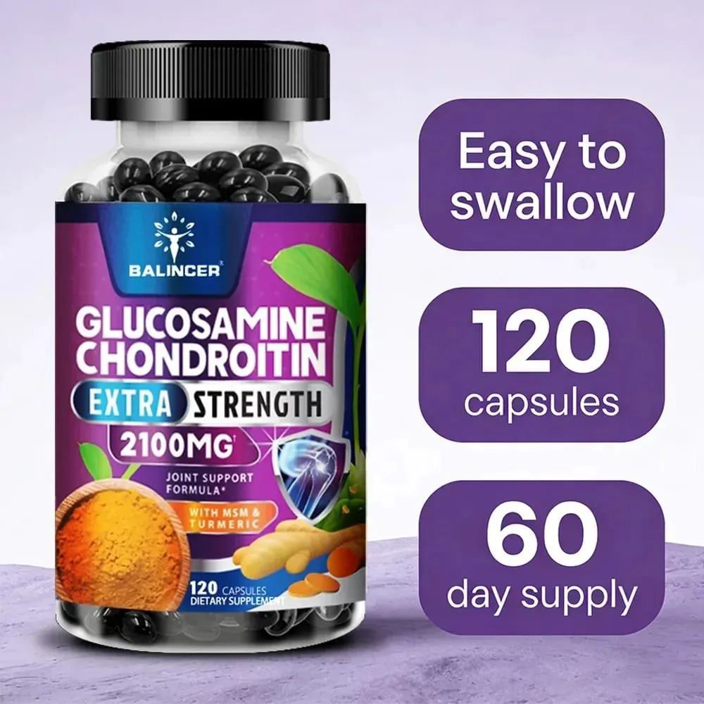 Glucosamine Chondroitin Turmeric & MSM - Joint Health Supplement Antioxidant Helps Relieve Back Knees and Hand Pain