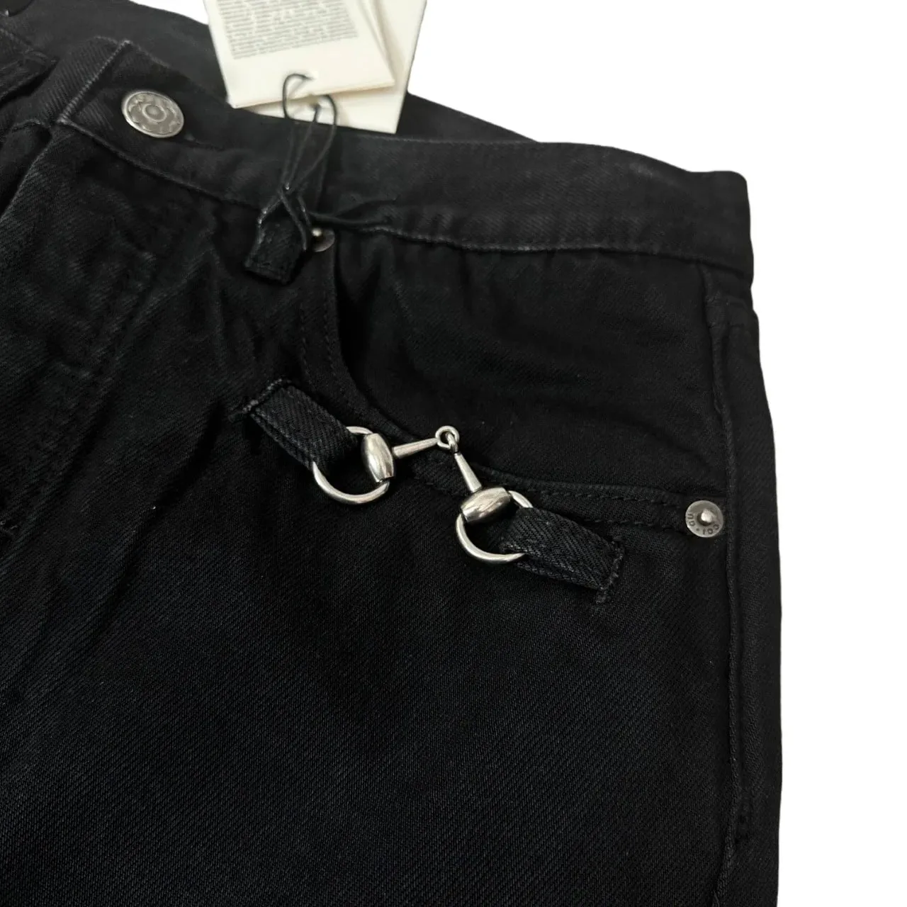 American-style retro button design washed jeans spring and autumn high-waist loose high-street wide-leg jeans for men and women