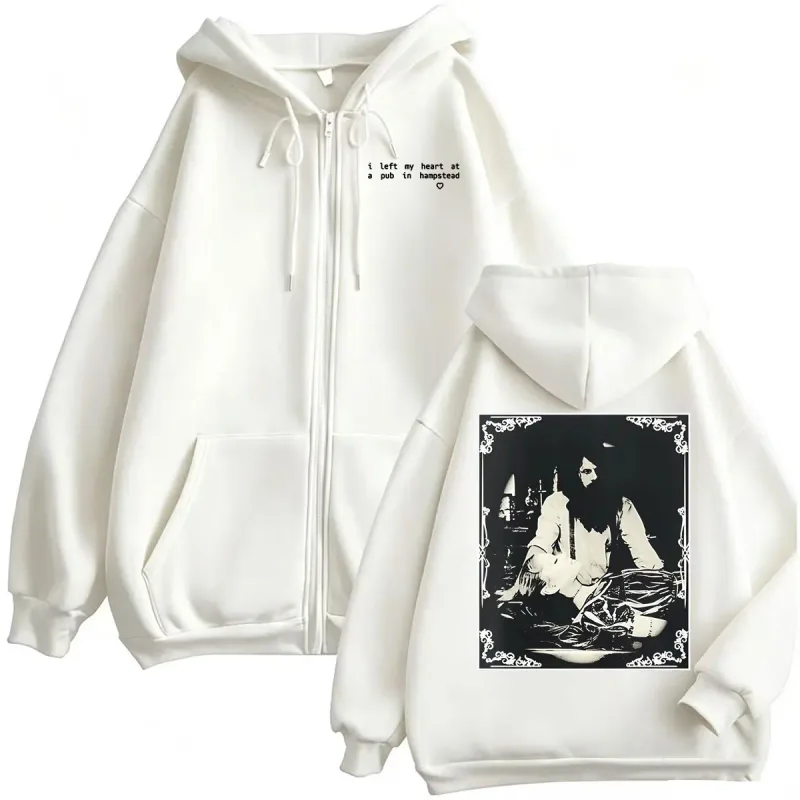 Ariana Grande I Left My Heart At A Pub in Hampstead Sweatshirt Jacket Coats Men Women Harajuku Gothic High Street Zipper Hoodies