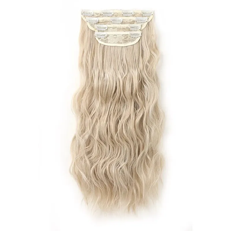 4Pcs/Set 16/20/24 Inch Synthetic Hair Clip In Long Wavy Thick Double Weft Hair Extensions Hairpieces For Women — image 16