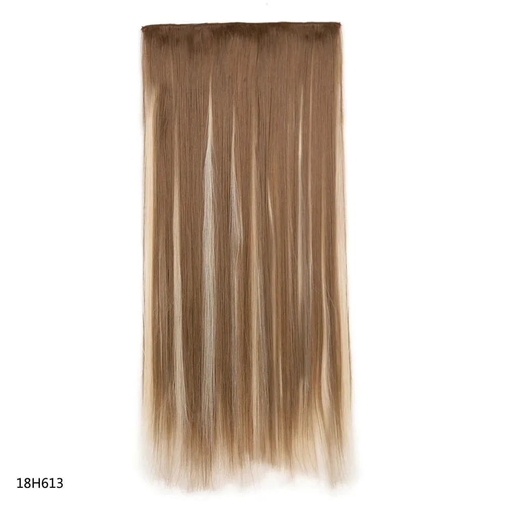 Syntetické prodloužení vlasů jednodílné s klipem 5Clips v dlouhé rovné vlasy blond pro ženy každodenní použití