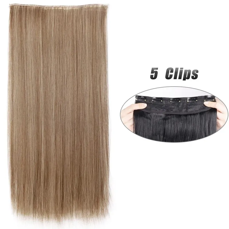 Long Wavy 5 Clip In Hair Extension Mga Synthetic Fiber Hairpieces na 22/32'' Black Blonde Mixed color False Hair Daily Use