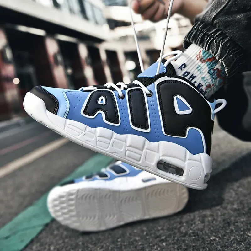 New Large-sized High-top Men's Shoes Lightweight and Anti-slip Air Cushioned Sports Running Shoes Casual Basketball Shoes