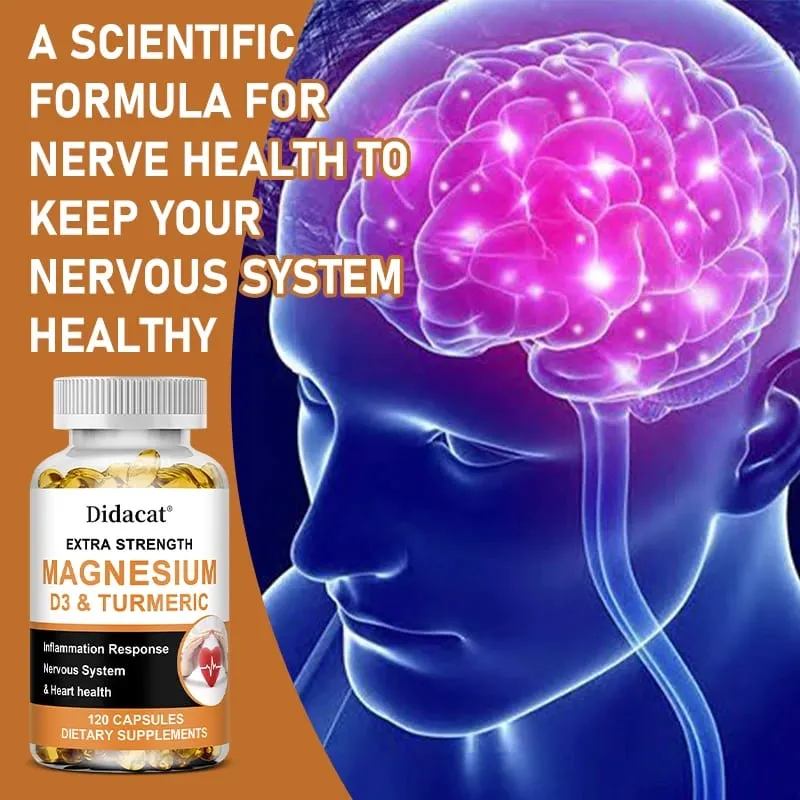 Calcium Magnesium Vitamin D3 & Turmeric Capsules Multi-Nutrient Herbal for Bone Muscle & Daily Whole-Body Nutritional Support