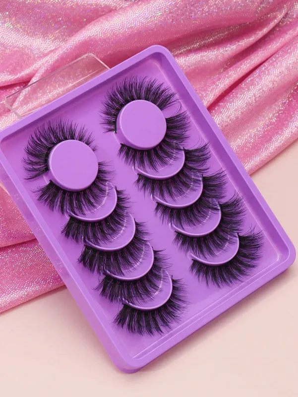 5 Ζεύγη βλεφαρίδων Cat Eye Faux Βλεφαρίδες Βιζόν Βλεφαρίδες με φτερωτό τέλος μακριές βλεφαρίδες Φυσικές μακριές βλεφαρίδες Manga Ψεύτικες βλεφαρίδες Μακιγιάζ