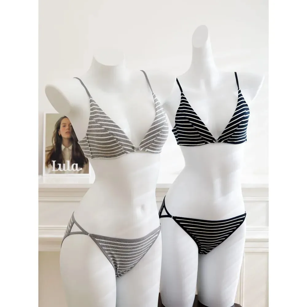 Hot Sale Women Sexy Triangle Cup Bra Set Summer Thin Spaghetti Strap Front Buckle Back‑Beauty Ladies Brassiere Lingerie 32‑38AB