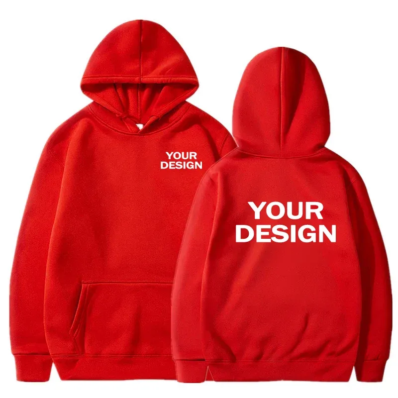 Customized printed men's and women's hoodies, loose casual solid color hoodies, personalized street long sleeved sweatshirts