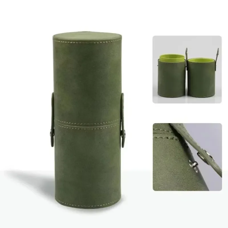 PU Leather Makeup Brush Bucket Dust-Proof Waterproof Empty Cosmetic Brushes Pen Holder Portable Makeup Brush Organizer