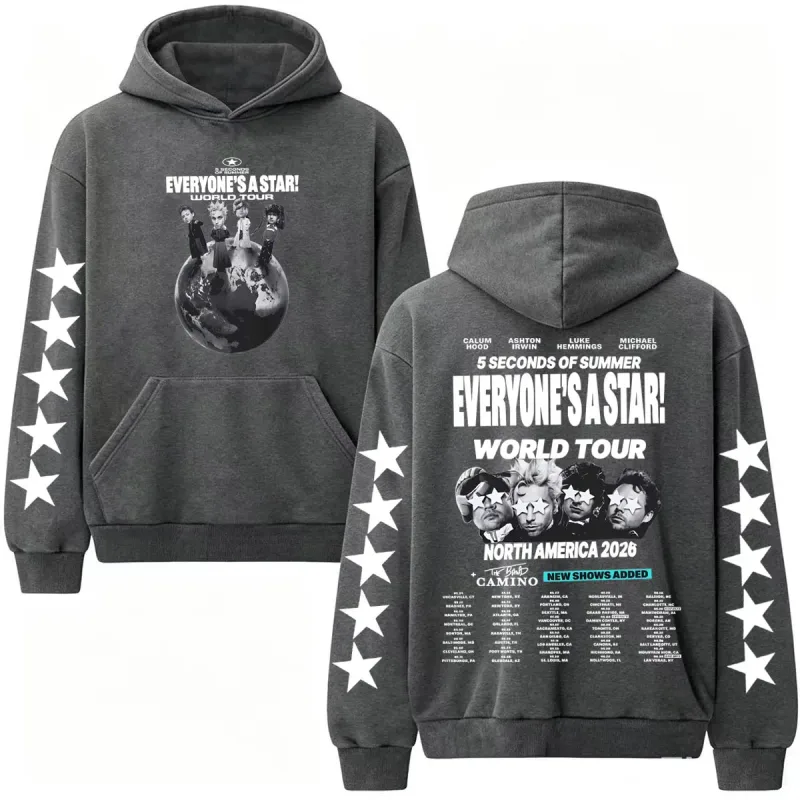 5 Seconds of Summer Everyones A Star World Tour Hoodies Men Women Harajuku Hip Hop Street Sweatshirts High Quality Casual Hooded