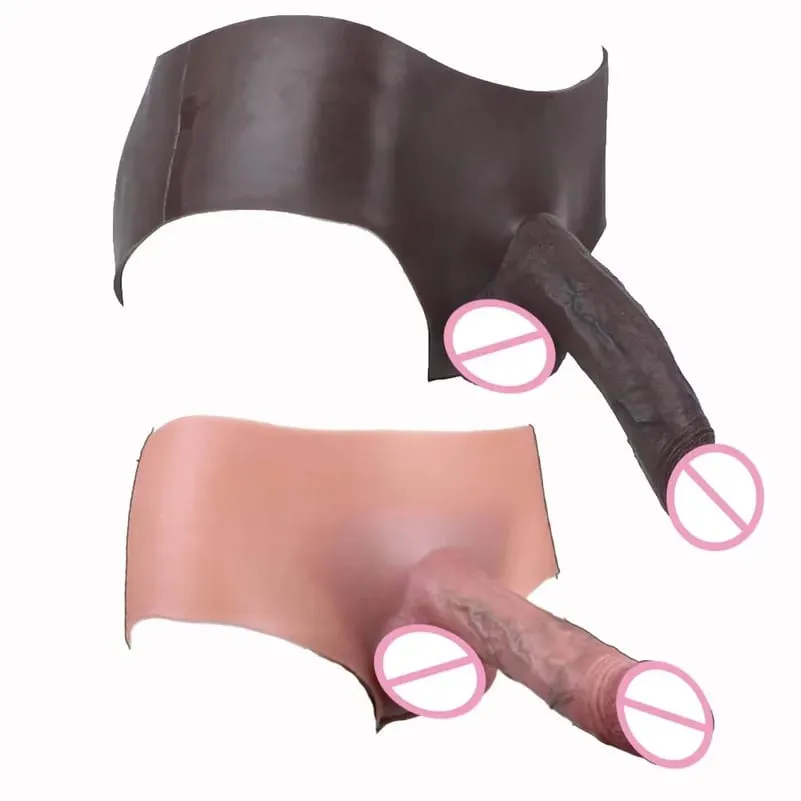 Khỏa Thân Silicone Đen Lớn Thực Tế Rỗng Dương Vật Quần Lót Quần Đùi Đeo Dương Vật Tay Cư Loại Lớn Mở Rộng Đồ Chơi Tình Dục Cho Nam