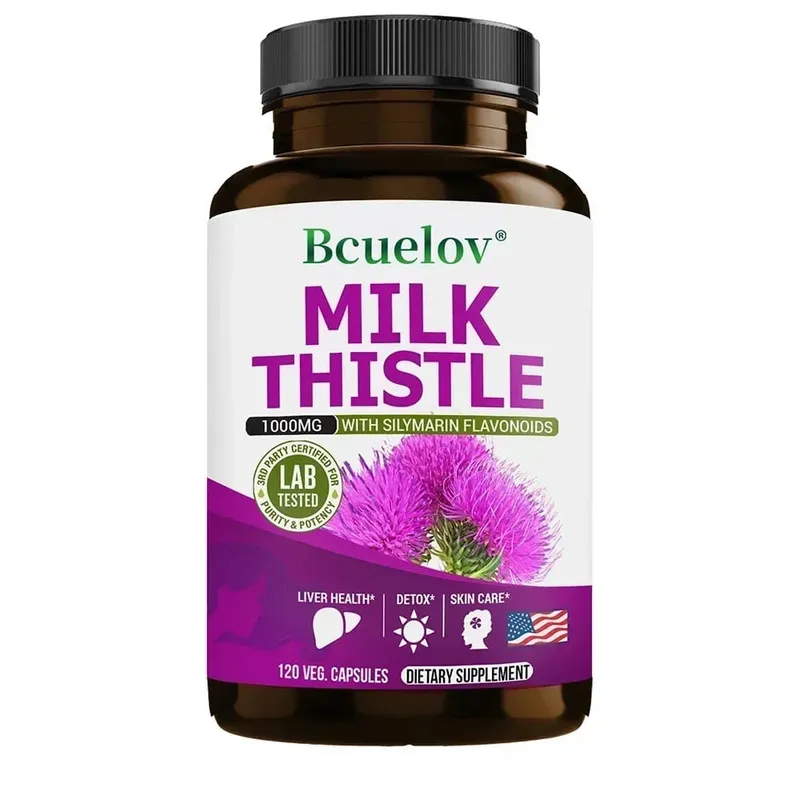 Milk Thistle Extract 1000mg - Gluten-Free Non-GMO Antioxidant Supplements for Healthy Skin Liver Detox Digestion Immune