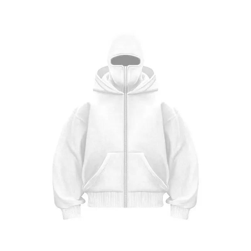 2025 Herfst Mannen Bivakmuts Y2K Gothic Harajuku Winter Nieuw Item Dubbele Capuchon Mannen Capuchon Masker Rits Sportkleding Vrouwen