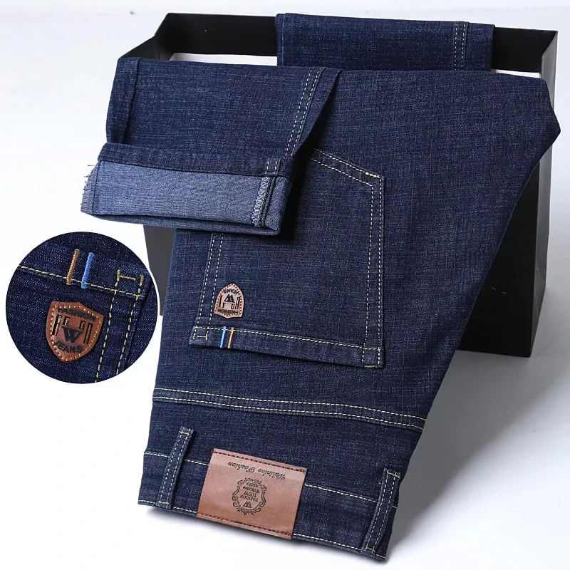 2026 Y2k Clothes Pantalon Homme Stretch Business Four Seasons Blue Regular Fit Straight Jeans