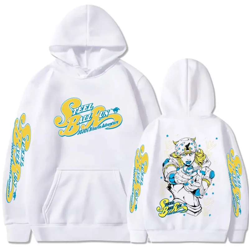 Anime Jojo Bizarre Adventure STEEL BALL RUN Jonathan Joestar Hoodies Men Women Clothing Hip Hop Oversized Hooded Sweatshirts