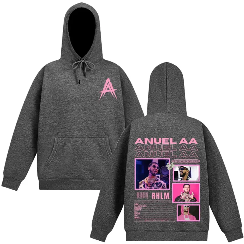 Rapper Anuel AA Album 2025 Graphic Hooded Sweatshirts Men Women Hip Hop Gothic Autumn Winter Pullover Casual Classic Sportswear