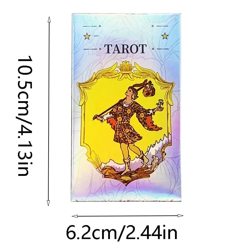 Holographic Rainbow Classic Tarot Deck 78Pcs Iridescent Tarot Cards With Guidebook Divination Oracle Card For Beginners