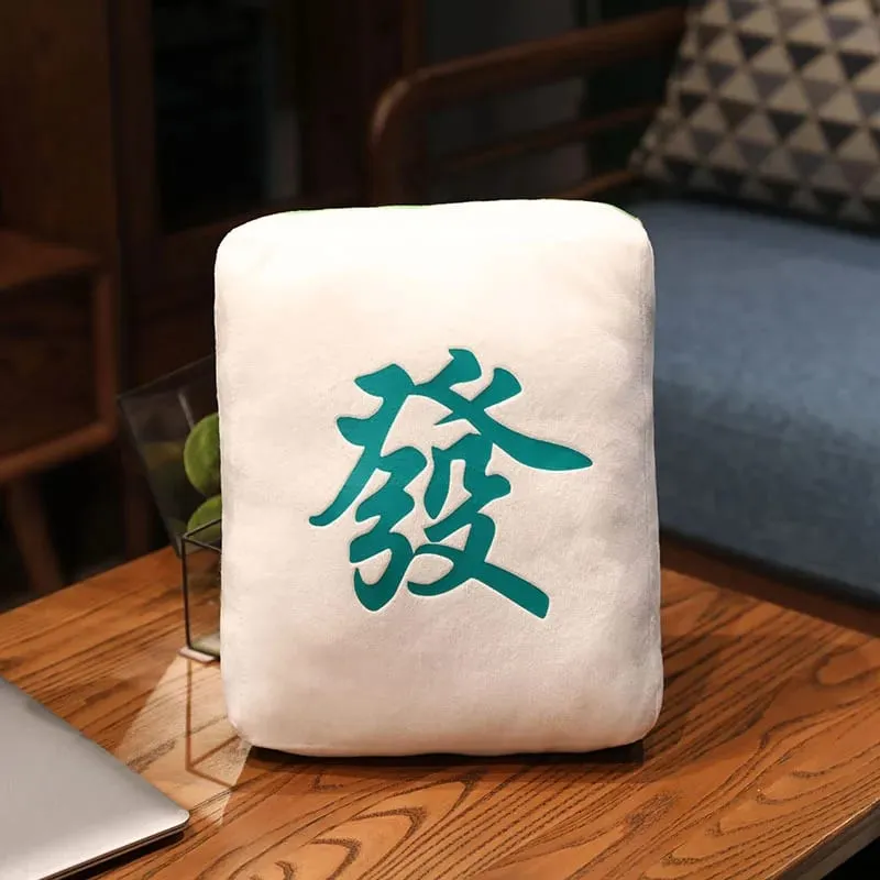 ใหม่ 1 PC Creative Mahjong หมอนจีน Plush ของเล่นรถเก้าอี้พนักพิง Mahjong ลูกเต๋าตลก Nap หมอนโซฟา Home Decor ของขวัญ