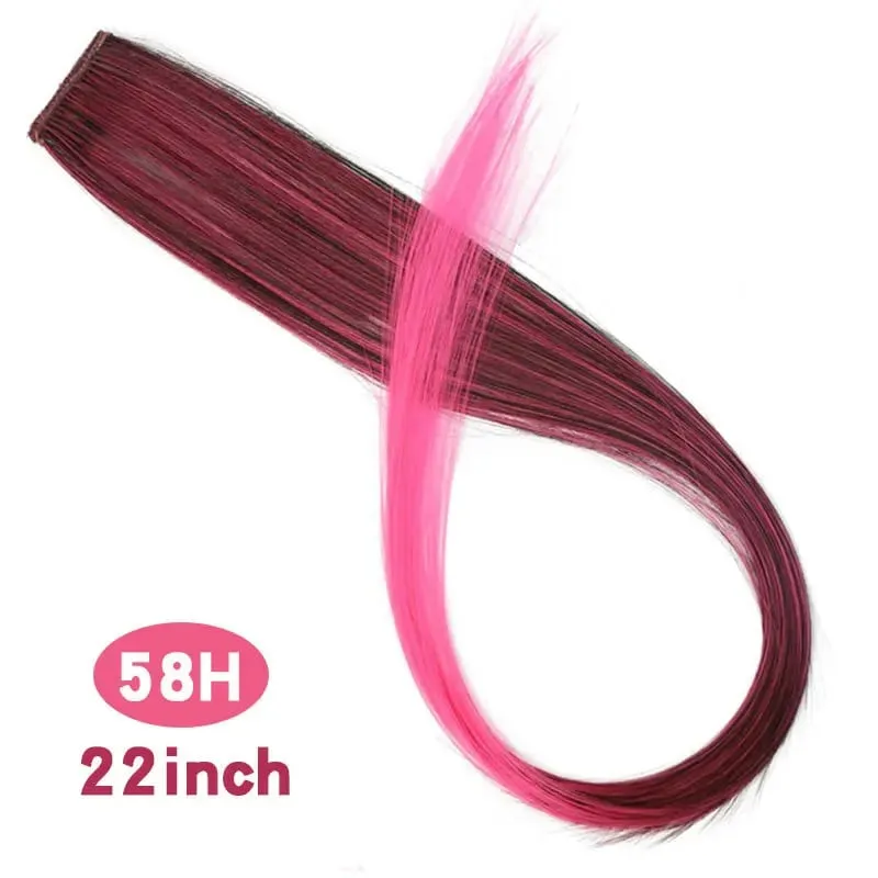 Fashion Color Hair Pieces Hanging Ear Dye Hair Extensions Color Strips One Clip Long Hair Extensions for Woman Daily Use