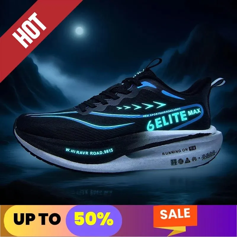 Fluorescence Running Shoes CarbonBoard Marathon Men Sports Breathable Women's Comfortable Athletic Casual Sneakers WearResistant