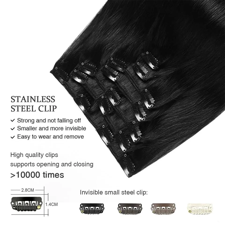 Straight Clip in Hair Extensions 7 Pcs Synthetic Hairpiece for Women Straight Soft Thick Hair Extensions Suitable for Daily Wear