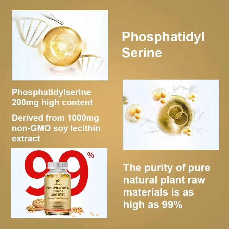 PhosphatidylSerine Capsules High Absorption Supplement for Support Memory Focus Cognitive Sleep and Brain Health