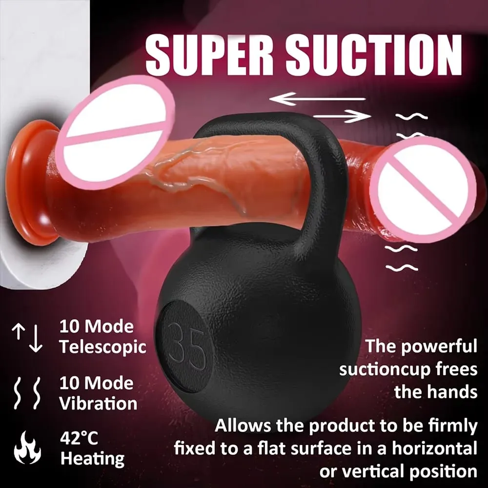 Dildo - 9.0 inch Telescopic Dildo Vibrator Sex Toy - with 10 Insertion And 10 Vibration And Heating Modes Realistic Dildo for G-Spot Anal Stimulation Silicone Dildo Remote Control Female Couple Adult Sex Toy
