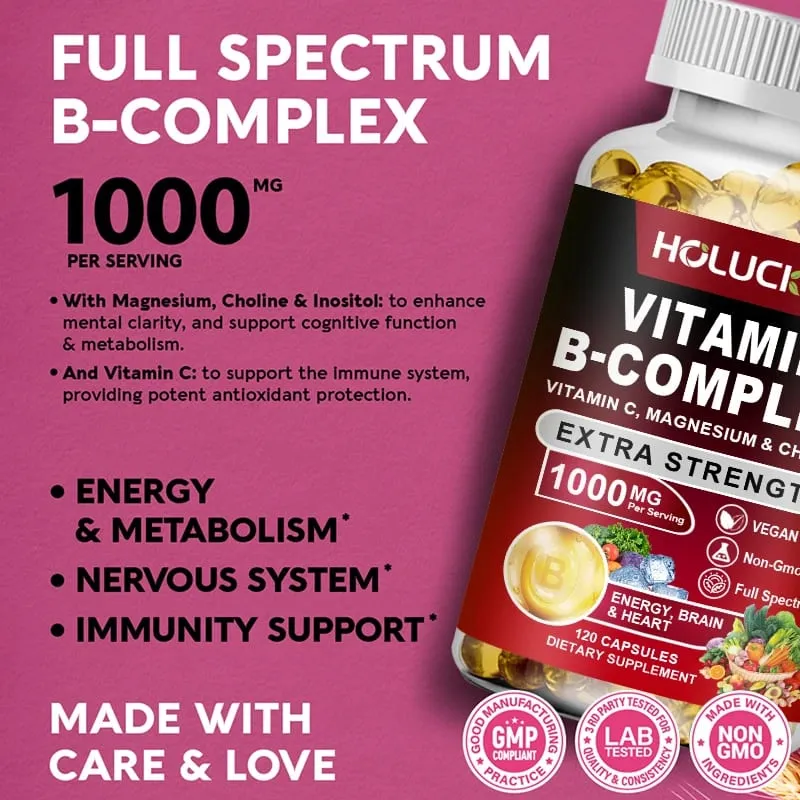 High Absorption B-Complex Capsules with Biotin & Folate Support Mood Balance Immune Skin & Nails Health for Daily Life