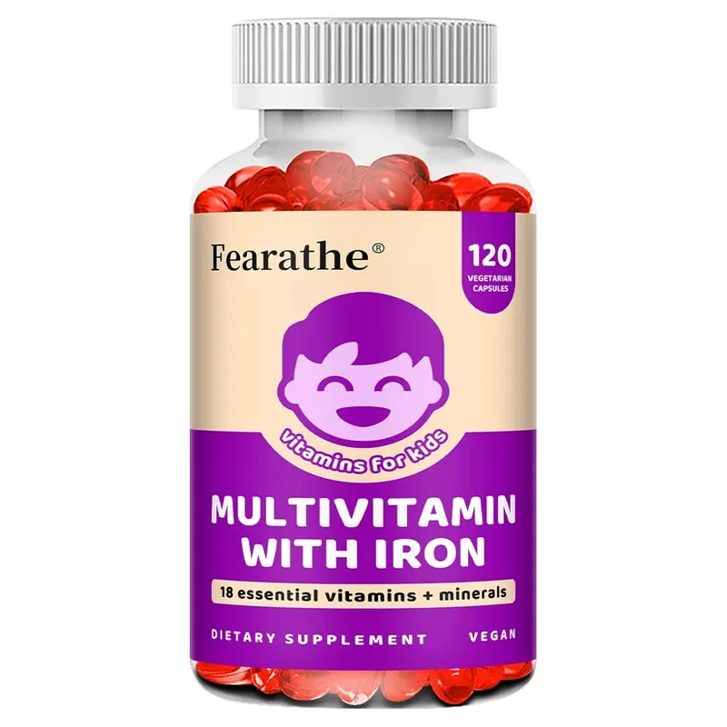 Kids Multivitamin Softgels with Iron Zinc & Biotin Daily Nutritional Supplement for Kids’ Growth Immune & Brain Support