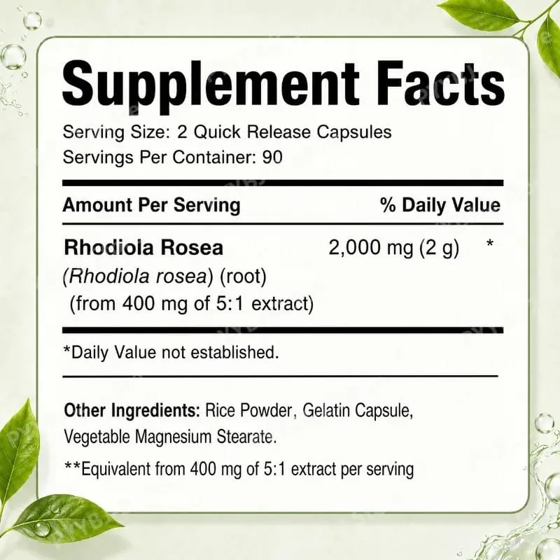 Rhodiola Rosea Capsules 180 Pieces Emotional Relief and Immune Health Support — 2000mg Rhodiola Rosea Root 5:1 Plant Extract
