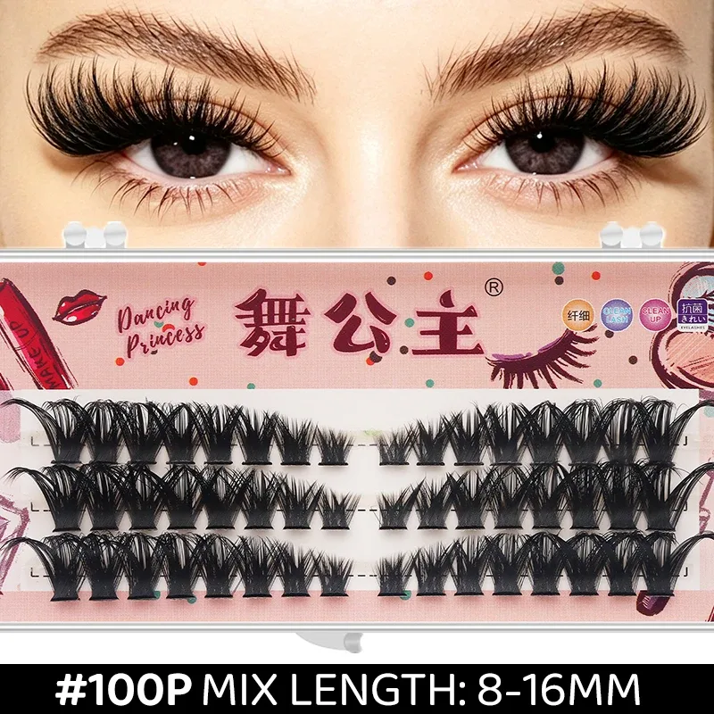 3 Rows DIY Thick Individual Cluster Lash Extensions Segmented Natural Lash Clusters Eye Style Self-graft Lashes Makeup