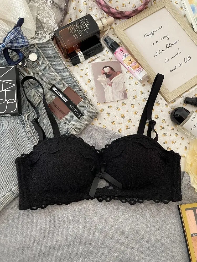 New Lace Lingerie Set Non Wired Padded Bra Half Cup Small Bust Boost Sexy Anti-Sag Underwear Women All Season S-XLAB Cup