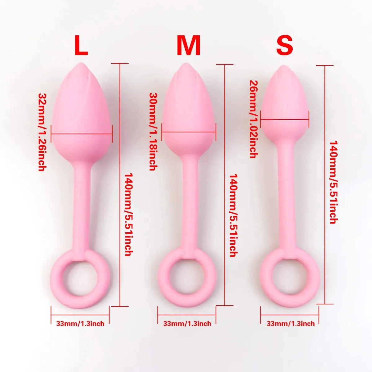 Pull Ring Flower Bud Anal Plug Pink Butt Plug Silicone Vagina Ball Size Scale G-Spot Massage Soft Gel Plug for Anus Adult Sex To