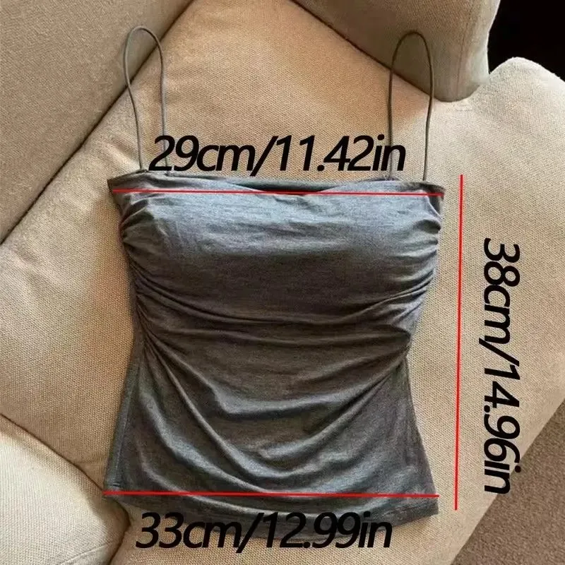 Women With Built In Bra Spaghetti Strap Tanks Summer Camis Tank Casual Tops For Woman Solid Color Female Korean Style