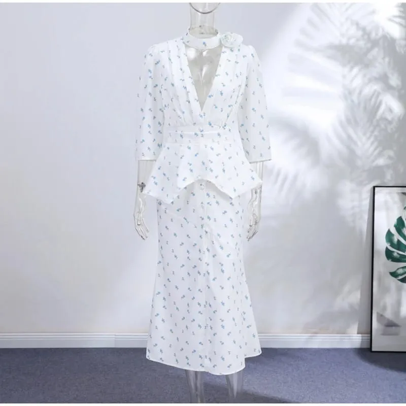 Satin Floral Print Maxi Dress Puffed Sleeve Halter Neck Waist Cinched 2026 Summer Vacation Women Vestido Fashion Chic Lady Gown