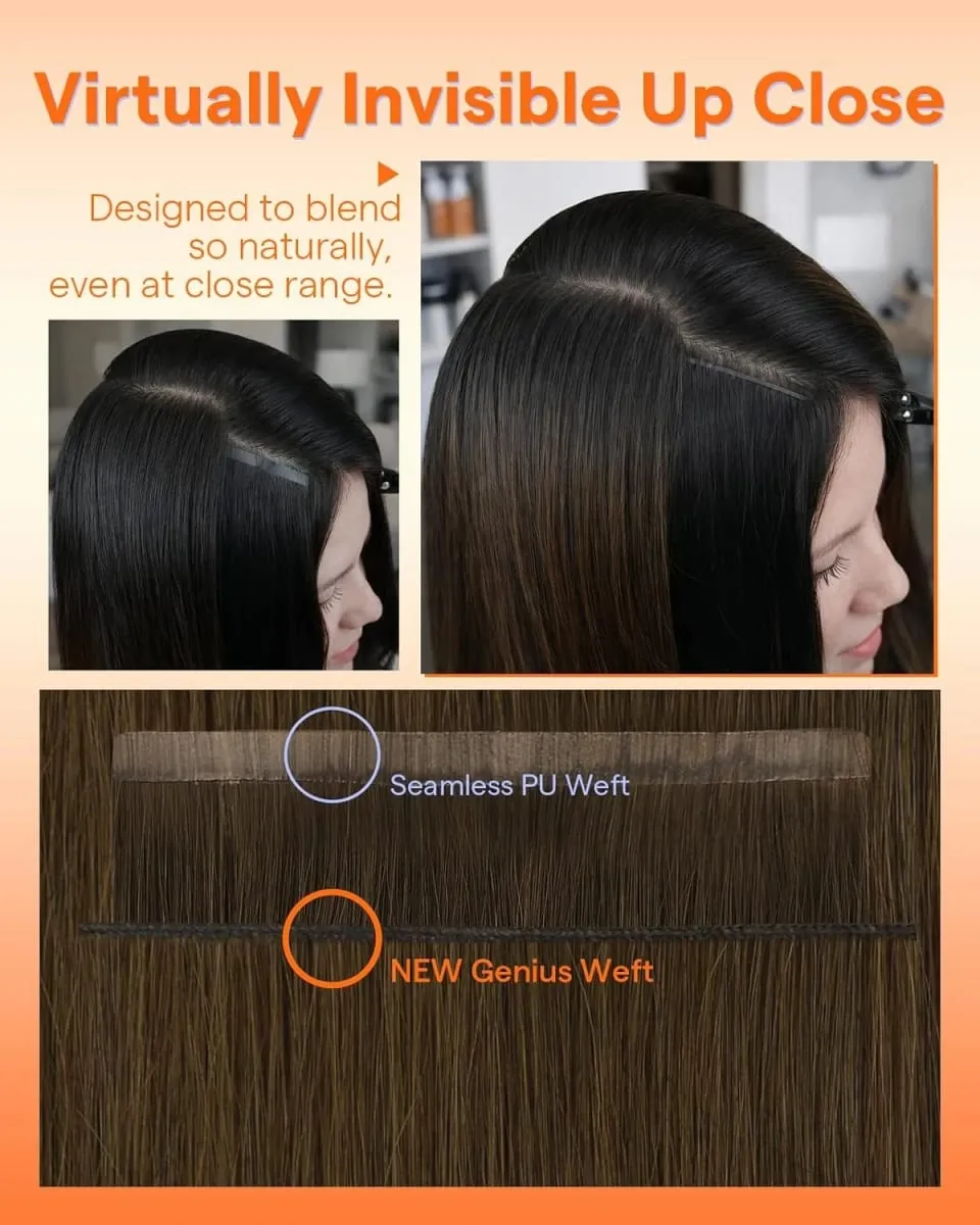 Full Shine 7 Pcs Genius Weft Clip In Hair Extensions Human Hair Seamless Invisible PU Weft Clip Ins For Women