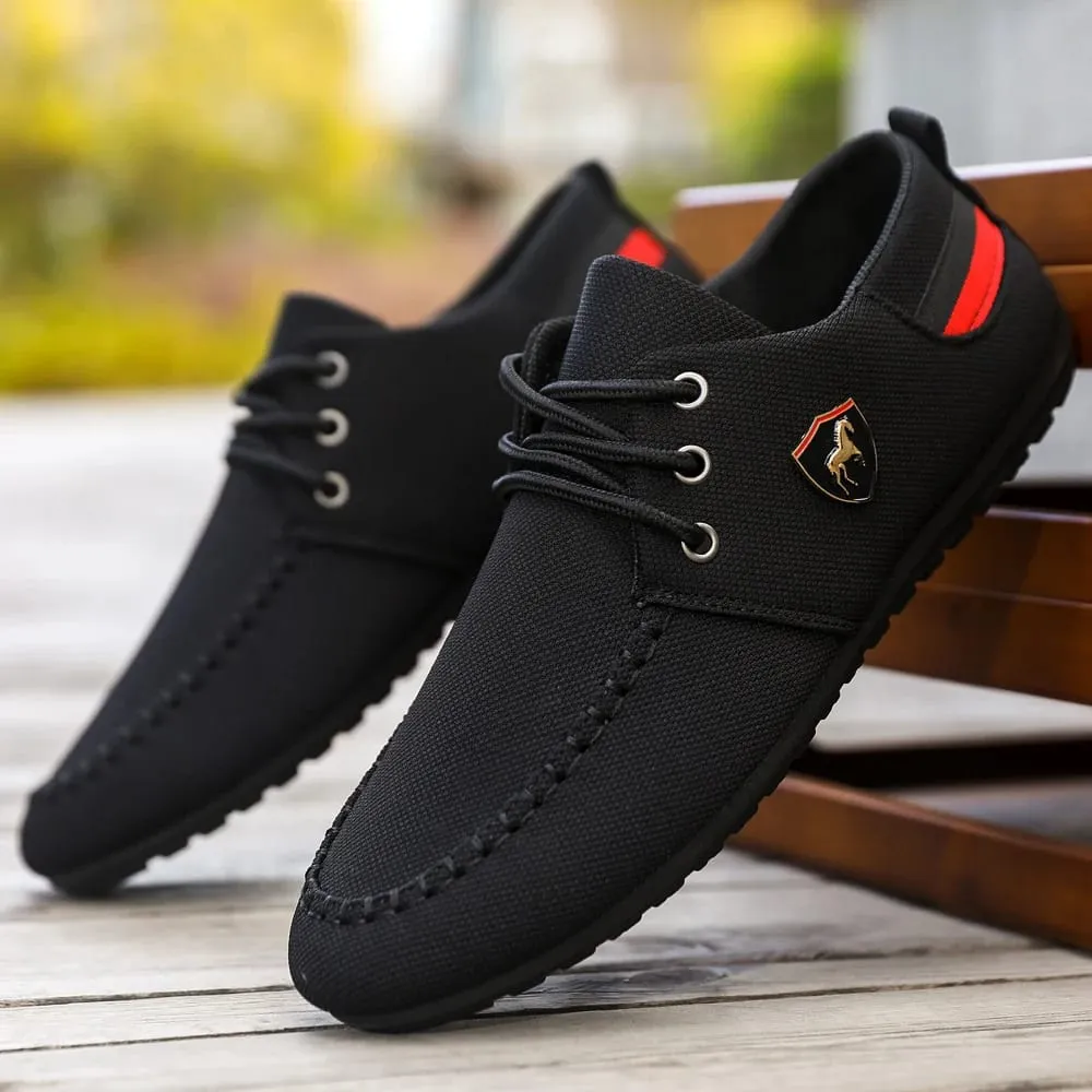 Men's Breathable Fabric Casual Loafers Soft-Soled Comfortable Lace-Up Low-Top Shoes Versatile for Daily Commuting and Light Business Wear Lightweight Wear-Resistant Non-Stuffy on the Feet Comfortable for Long Wear Suitable for Multiple Occa