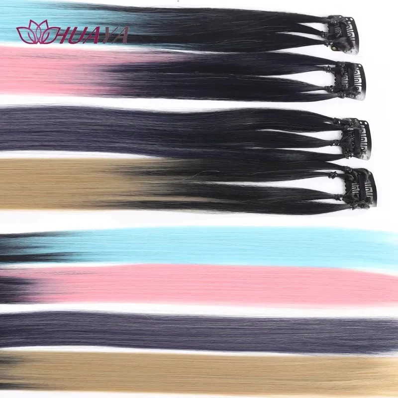 24‑Inch Clip‑in Face‑Framing Highlight Synthetic Hair Extensions Easy to Wear Suitable for Daily Look Parties and Cosplay