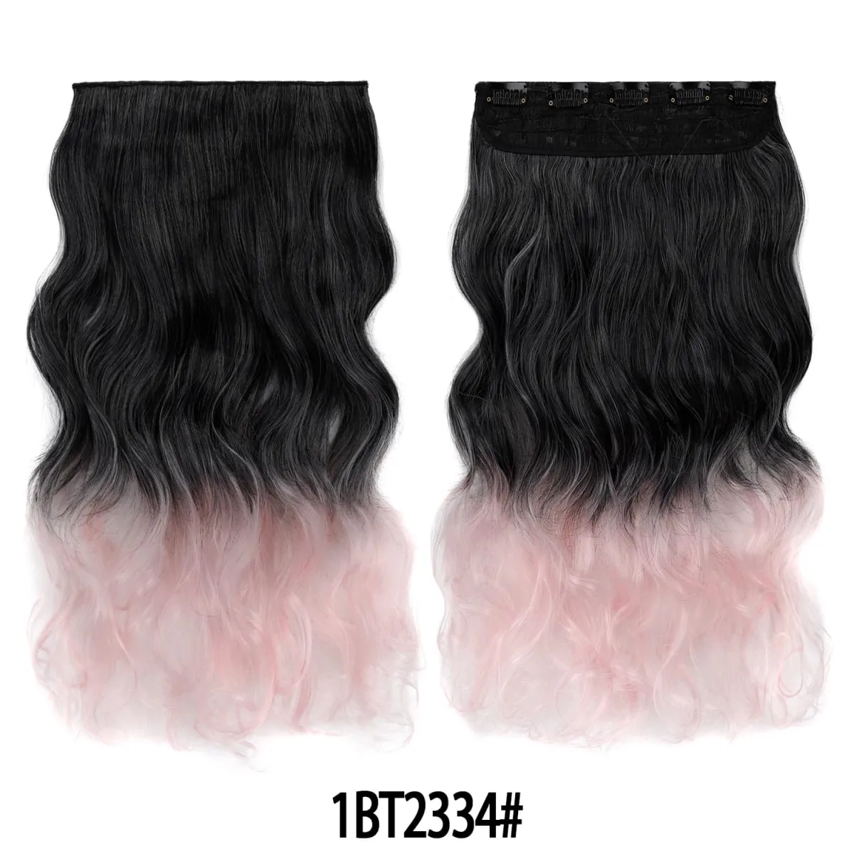 Jeedou One Piece 5 Clips Wavy Ombre Clip In Hair Extensions Long Water Wave Synthetic Curly Hair Piece Rainbow Colored Hair