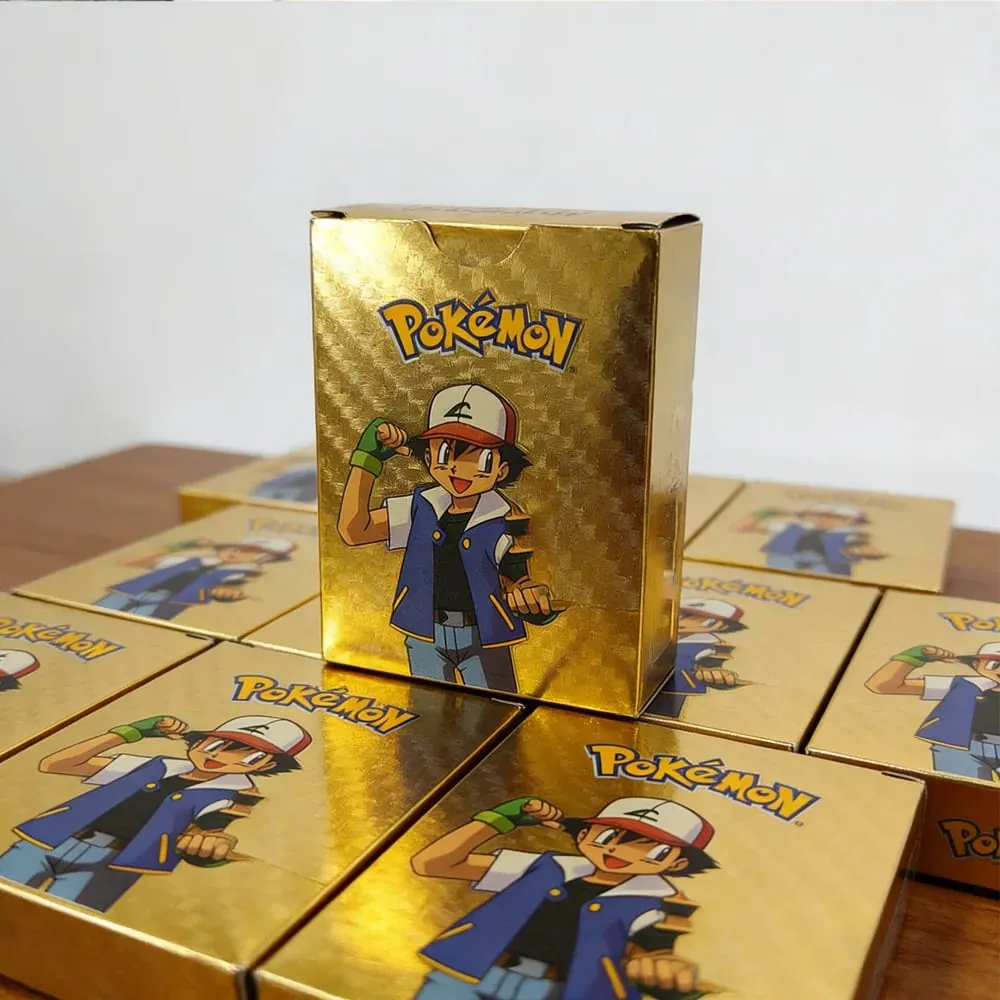 55pc English card Charizard Gold Foil Cards Golden Letters English Spanish Game Card Metalicas Vmax Gx Series Gift