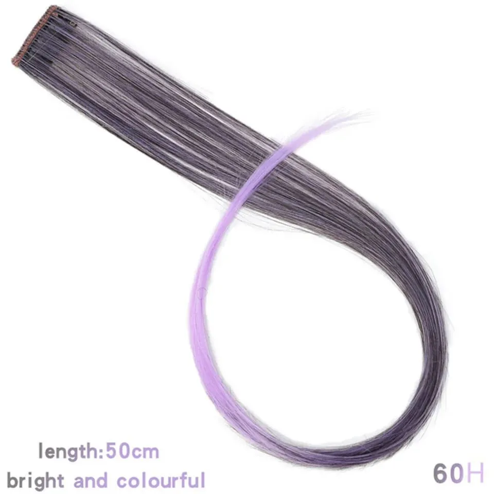 Tổng Hợp Kẹp Trong Một Miếng Nhiều Màu Sắc Làm Tóc Xoăn Tóc Tổng Hợp Miếng 18 "Dài Ombre Tóc Hồng Tím Đỏ xanh Dương