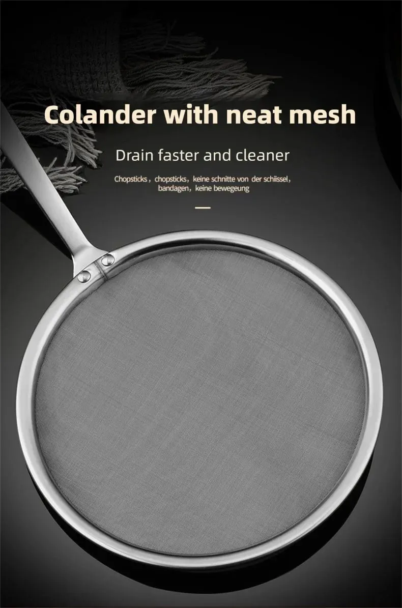 Filter Scoop Stainless Steel Fat Skimmer Spoon Fine Mesh Strainer Food Strainer With Handle Kitchen Oil Skimmer Strainer