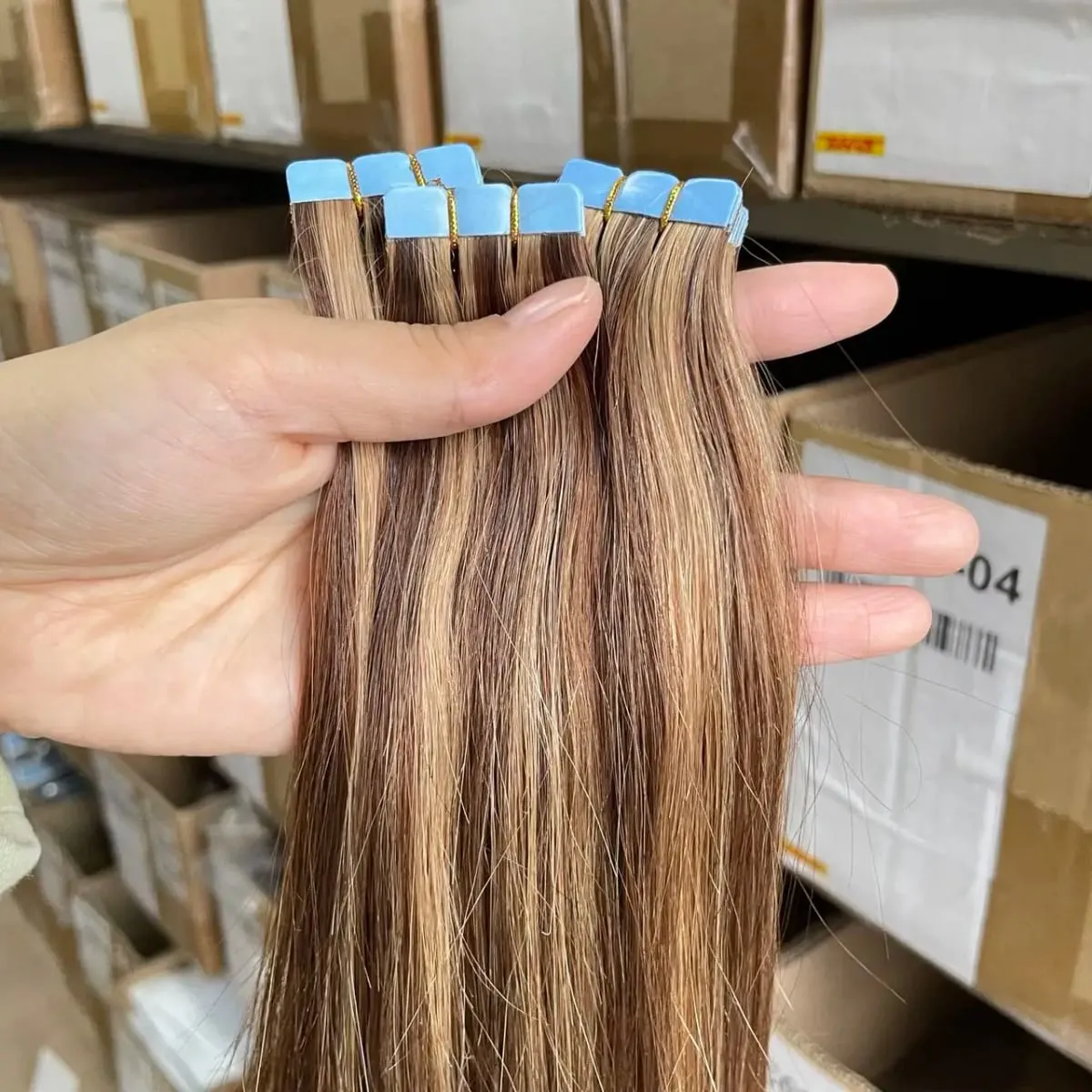 P4-27# Balayage Mini Tape in Human Hair Natural Brown Blonde Seamless Tape Human Hair Extension 10pcs/pack 12-20 inches ISHEENY